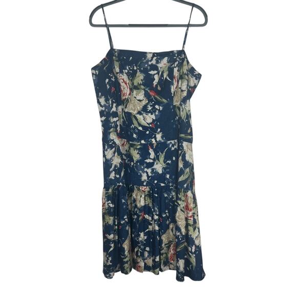 Lauren Ralph Lauren Blue Floral Linen Blend Sleeveless Midi Dress Size 14 - Picture 4 of 13